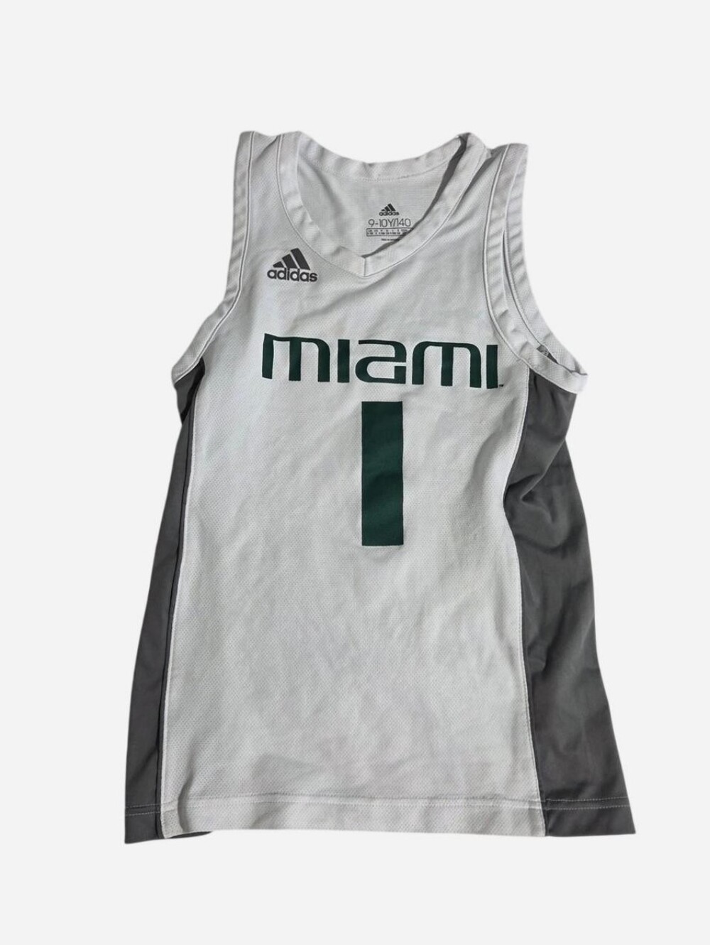 Adidas Miami Hurricanes Youth Basketball White Jersey